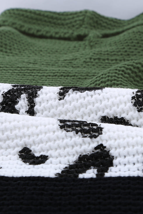 Turtleneck Splicing Chunky Knit Pullover Sweater